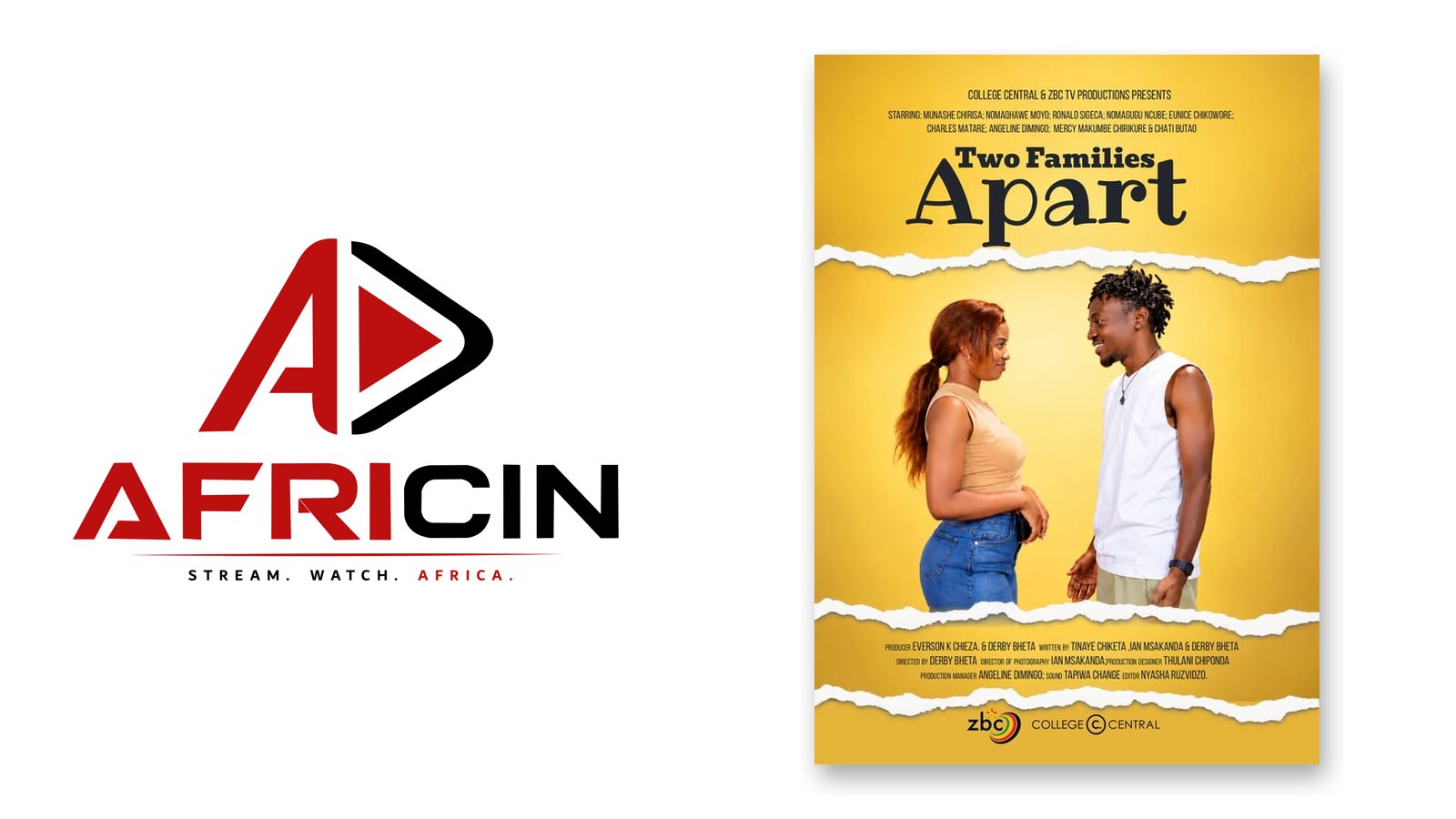 The Africin logo beside the poster for the ZBC series Two Families Apart
