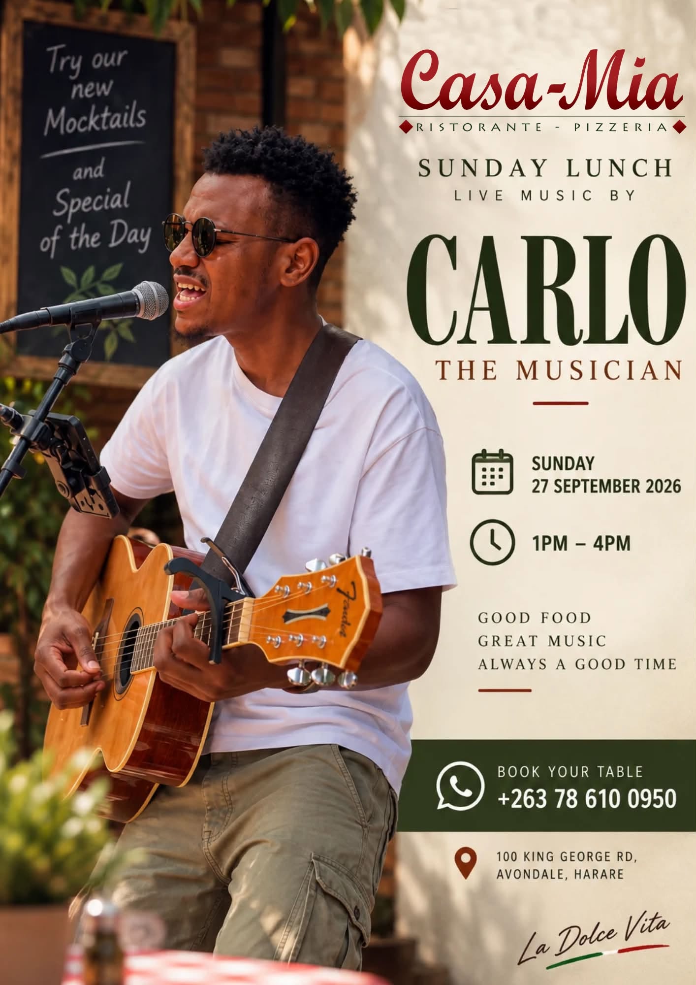 Casa-Mia Sunday Lunch with Carlo the Musician